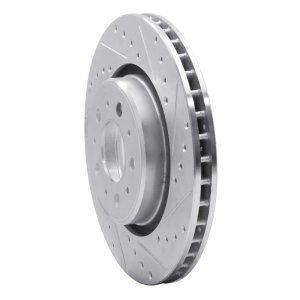 Volvo C70 Brake Rotor (1) - Front Right - R1 Concepts - Drilled & Slotted - Silver - `98-`04